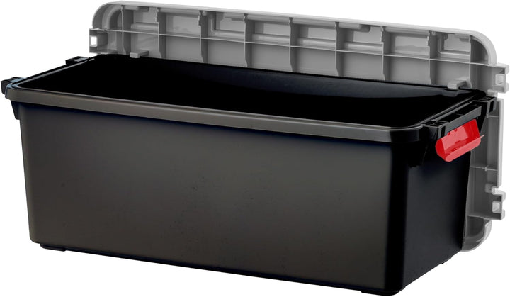 TrailBox 2-Pack – 15-Gallon Lockable Storage Trunks for Truck Beds & Camping Gear – Heavy-Duty Black/Gray Bins