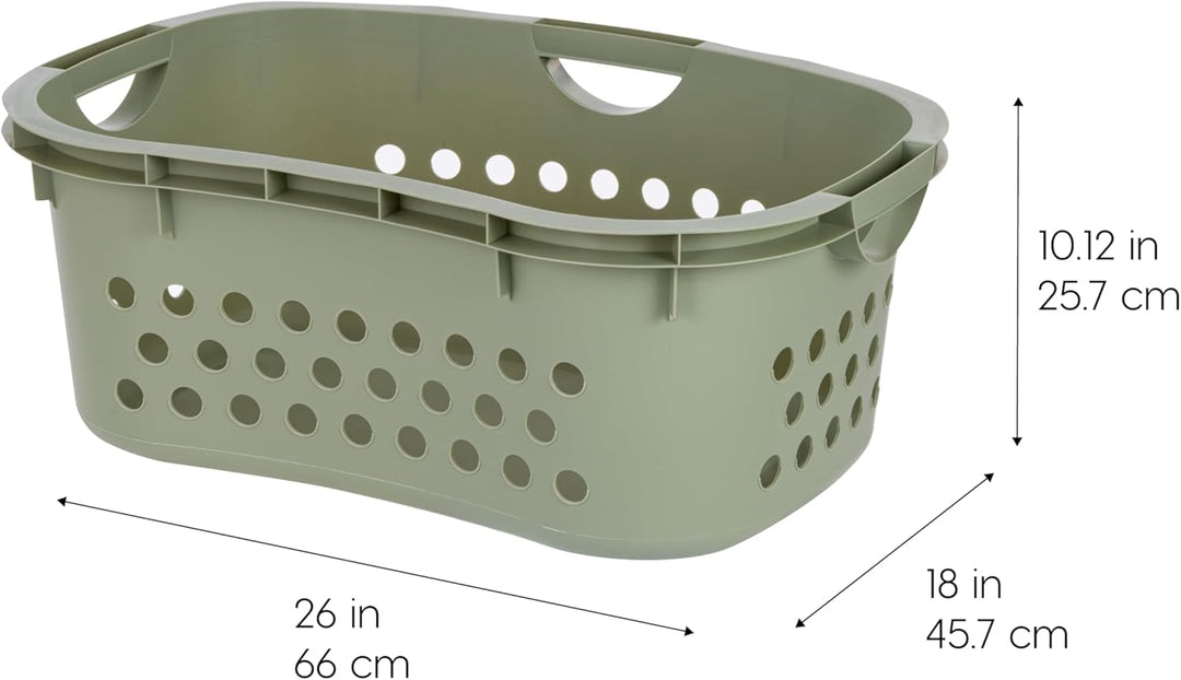 Plastic Laundry Basket - Large Clothes Hamper with Ventilation Holes, Built-In Handles &amp; Hip Hold - 1.5 Bushel (50L)
