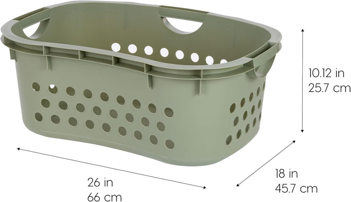 Plastic Laundry Basket - Large Clothes Hamper with Ventilation Holes, Built-In Handles &amp; Hip Hold - 1.5 Bushel (50L)