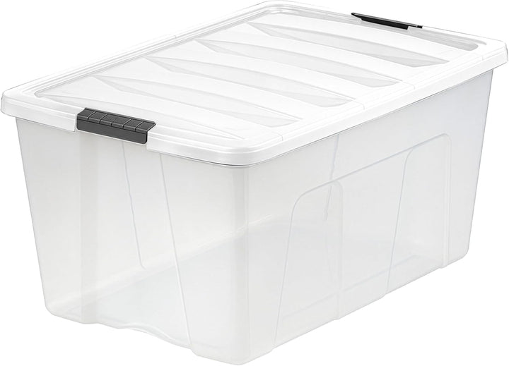 94 Qt Stackable Plastic Storage Bins with Lids, 4 Pack