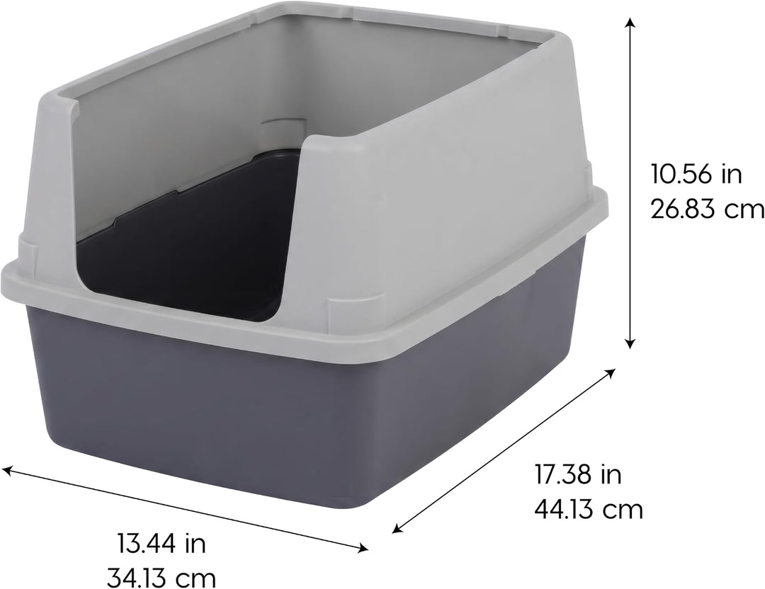 IRIS USA Cat Litter Box Small, High Sided, Scatter Shield