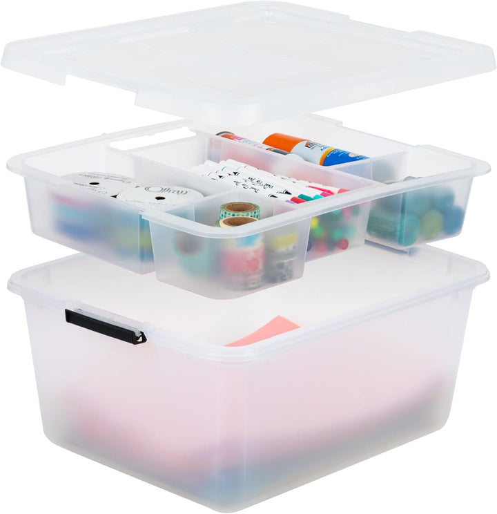 18 QT Clear Storage Organizer with Removable Dividers