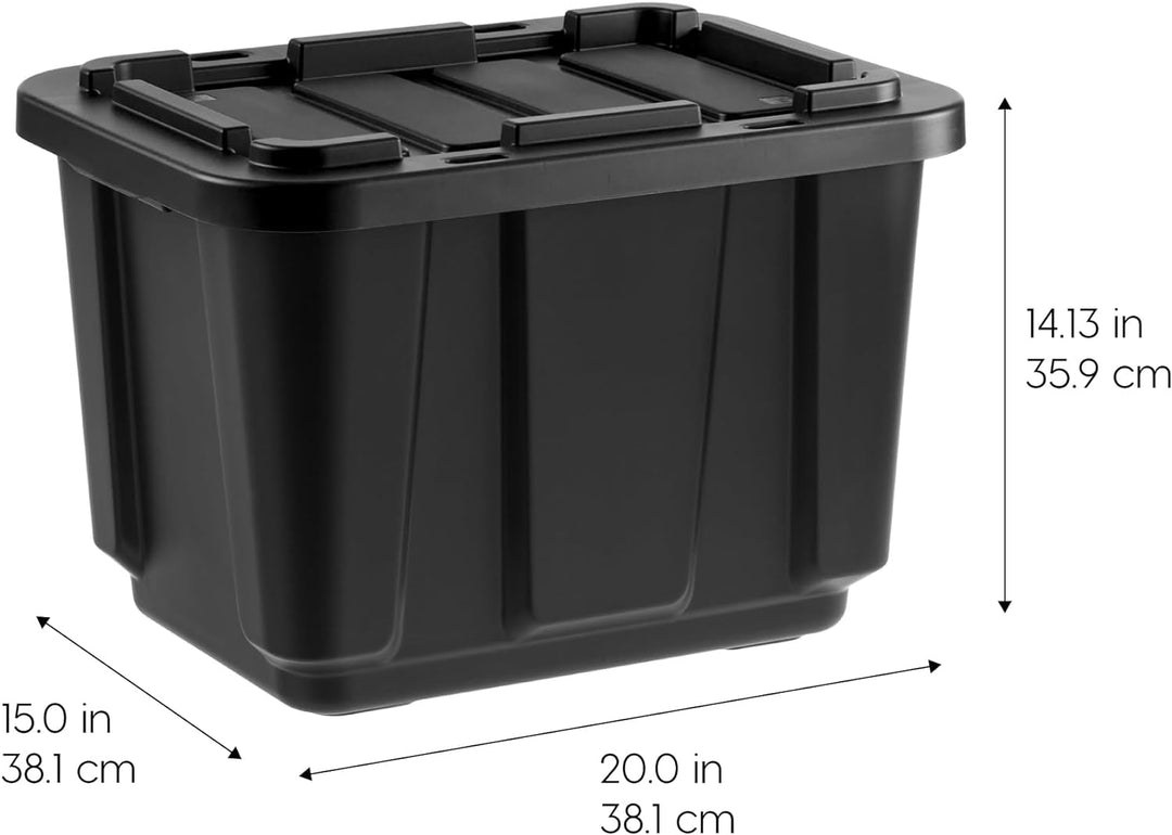 IRIS USA 11.5Gal/46Qt 4 Pack All-Weather Heavy-Duty Stackable Storage Plastic Bin Tote Container with Quick Snap Lid, (20" L x 15" W x 14" H), Black - IRIS USA, Inc.