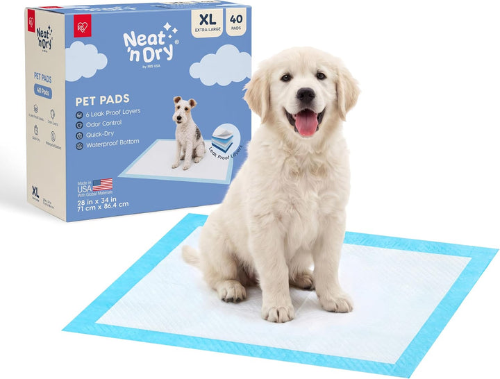 IRIS USA Neat-N-Dry Pee Pads for Dogs, 28"x 34", 40 Count