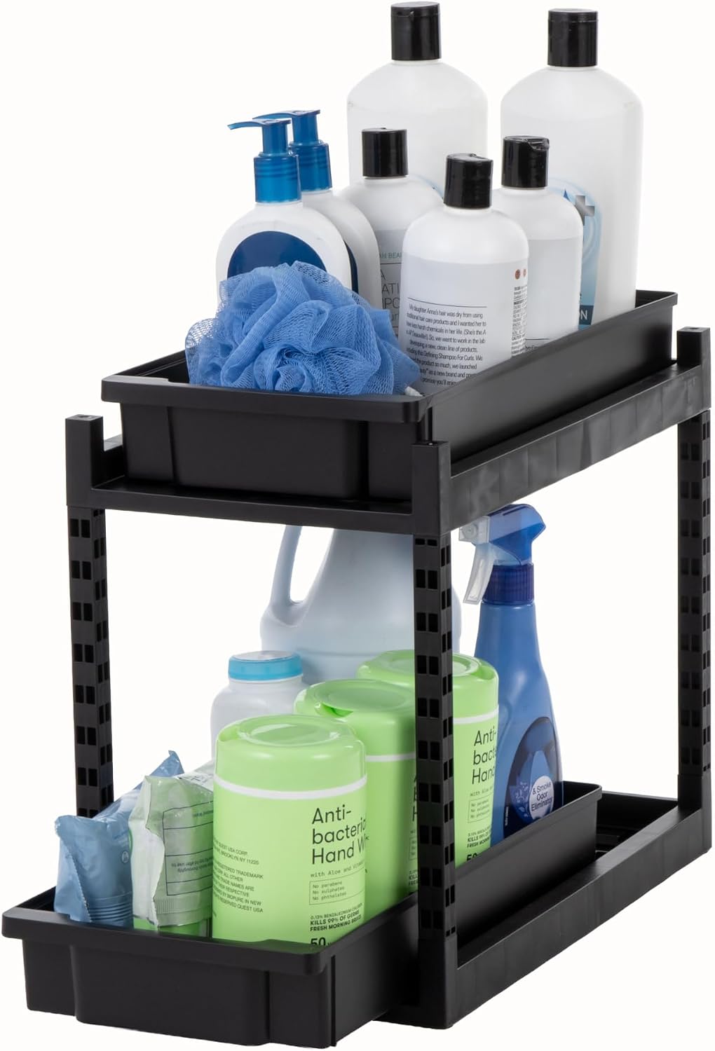 2 Tier Pull Out Drawer Organizer, Kitchen Bathroom Pantry, 1 Pack