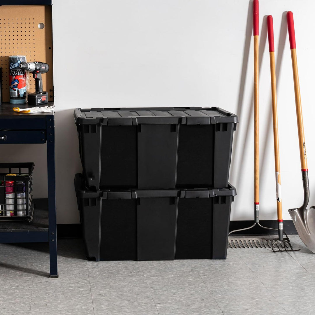 32 Gallon Heavy Duty Rolling Storage Bin with Lid (2 Pack)