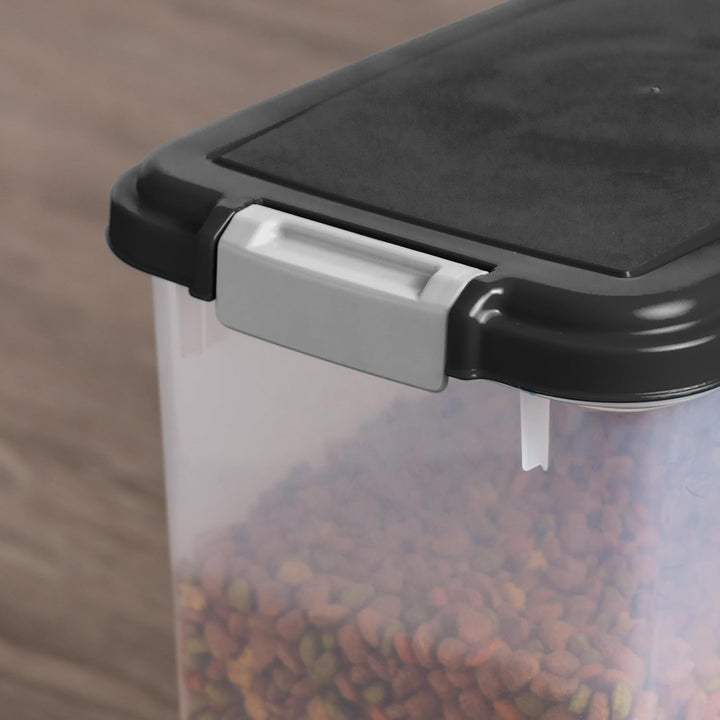 Airtight Dog Food Storage Container, Attachable Wheels, Black - IRIS USA