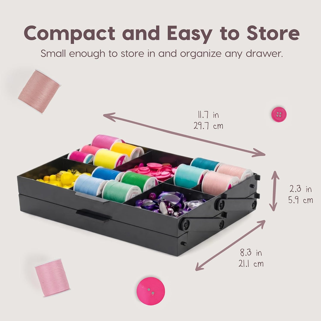 2-Tier Drawer Organizer Expandable Multi-Level Collapsible Organization- Charcoal