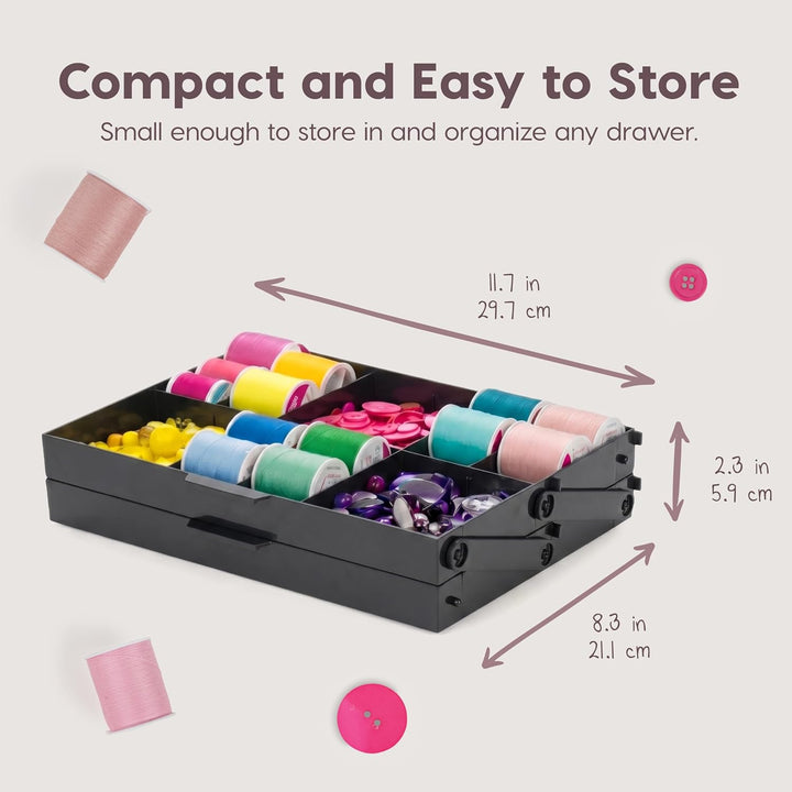 2-Tier Drawer Organizer Expandable Multi-Level Collapsible Organization- Charcoal