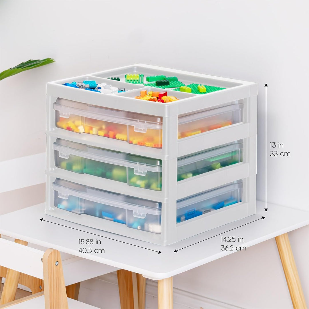 3-Tier Desk Top Storage Unit with Organizer Top