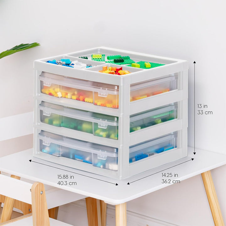 3-Tier Desk Top Storage Unit with Organizer Top