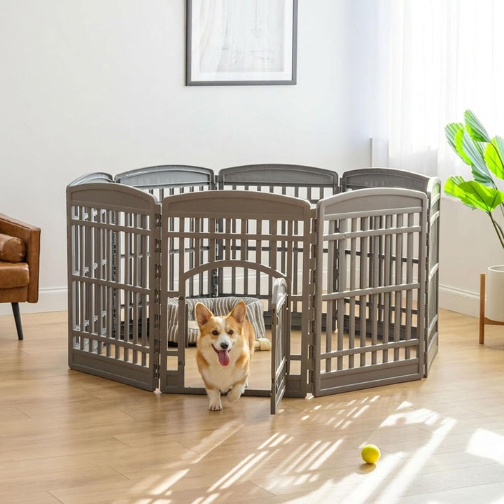 34" Dog Playpen Tall Dog Playpen Indoor – 8-Panel Puppy Playpen with Door