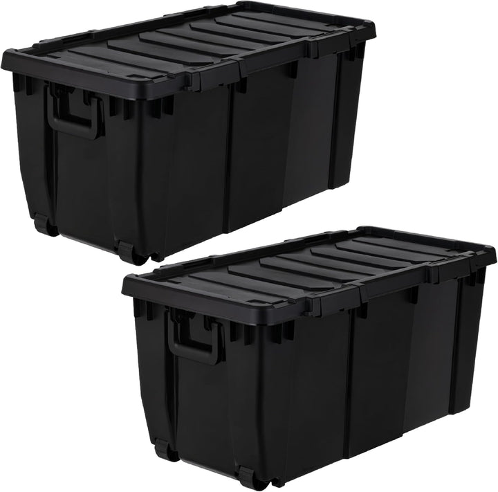 32 Gallon Heavy Duty Rolling Storage Bin with Lid (2 Pack)