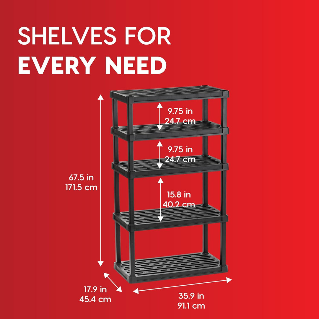 Heavy Duty Plastic Storage Shelves - Black - IRIS USA