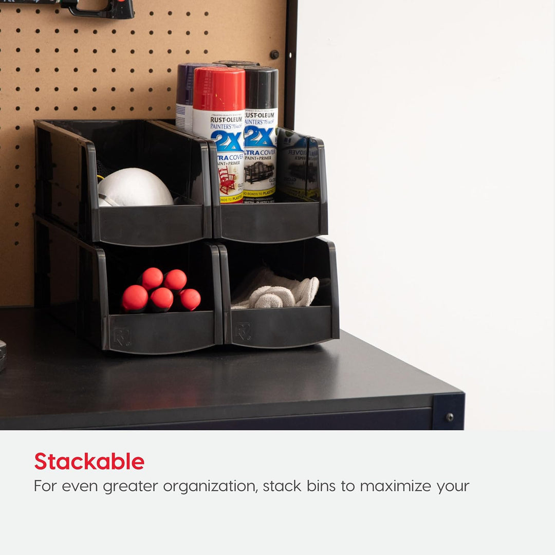 Stackable Open Front Shelf Bin Storage Organizer