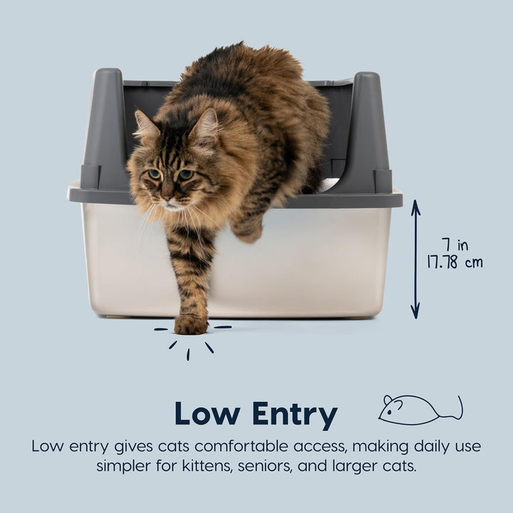 XXL Stainless Steel Litter Box Enclosed High Sided for Cats
