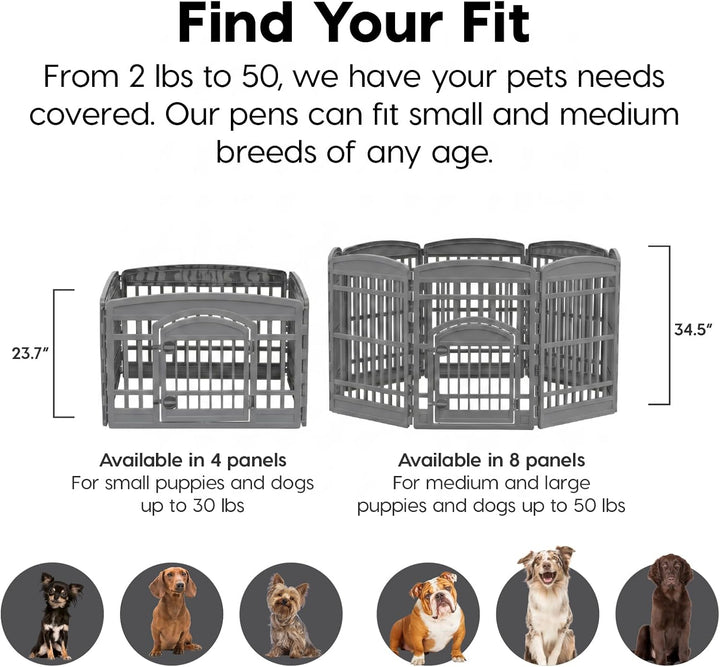 24" Dog Playpen 4-Panel Pet Exercise Pen with Door Gate