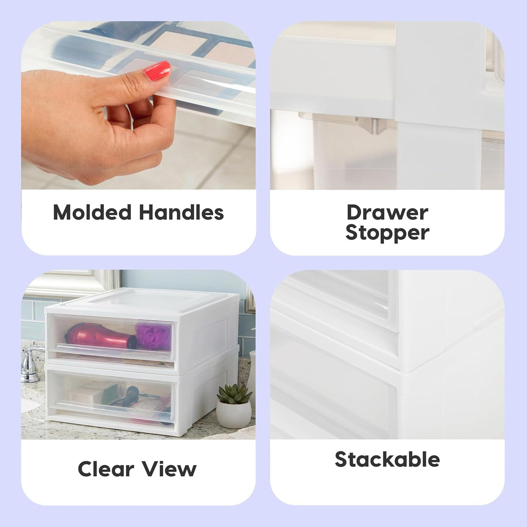 22 Qt Under Bed Storage Drawer, 4 Pack, White