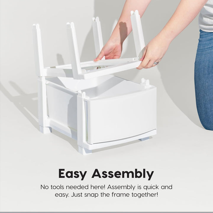 Plastic Drawer Storage Organizer, 4-Drawers, White - IRIS USA