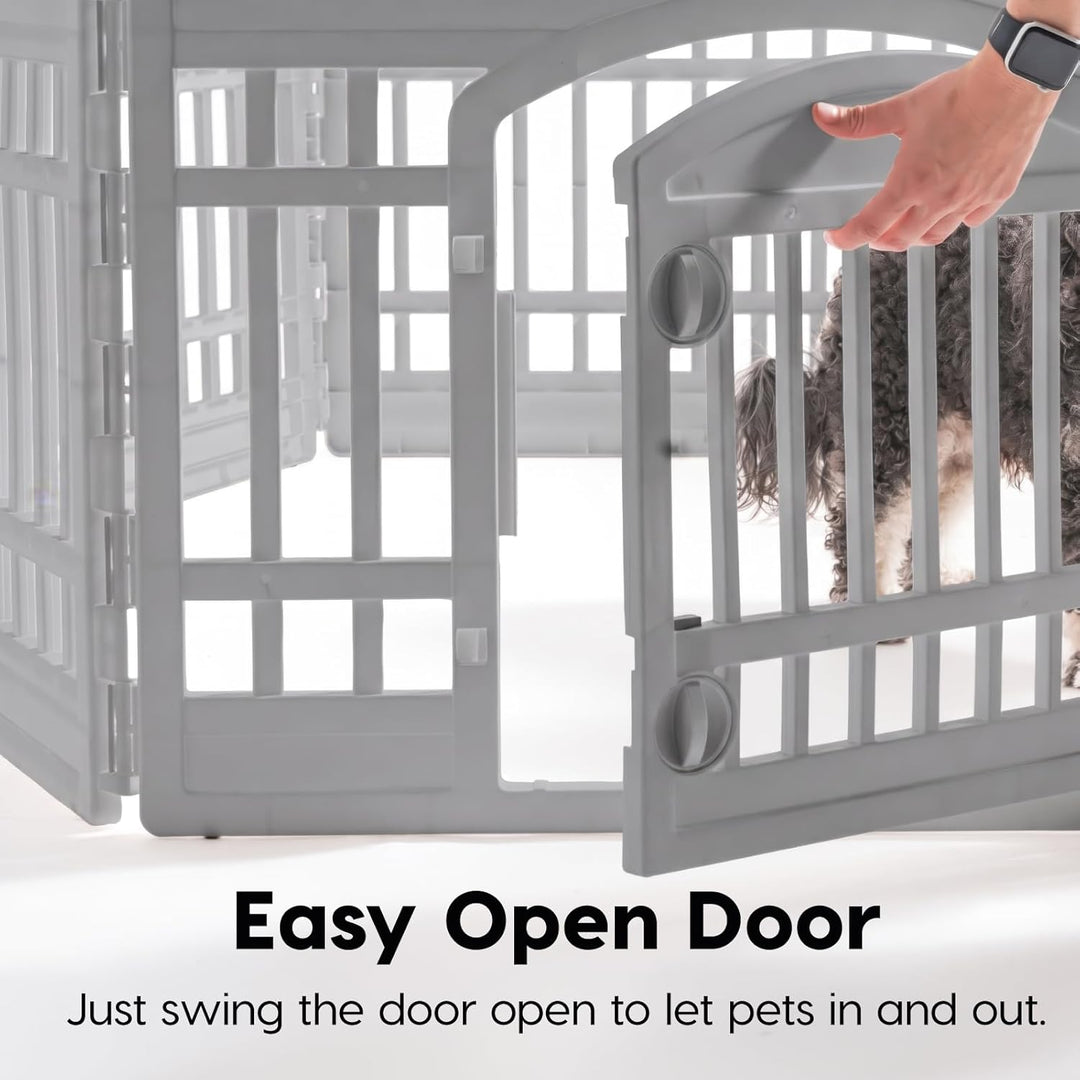 24" Dog Playpen 6-Panel Pet Exercise Pen with Door Gate