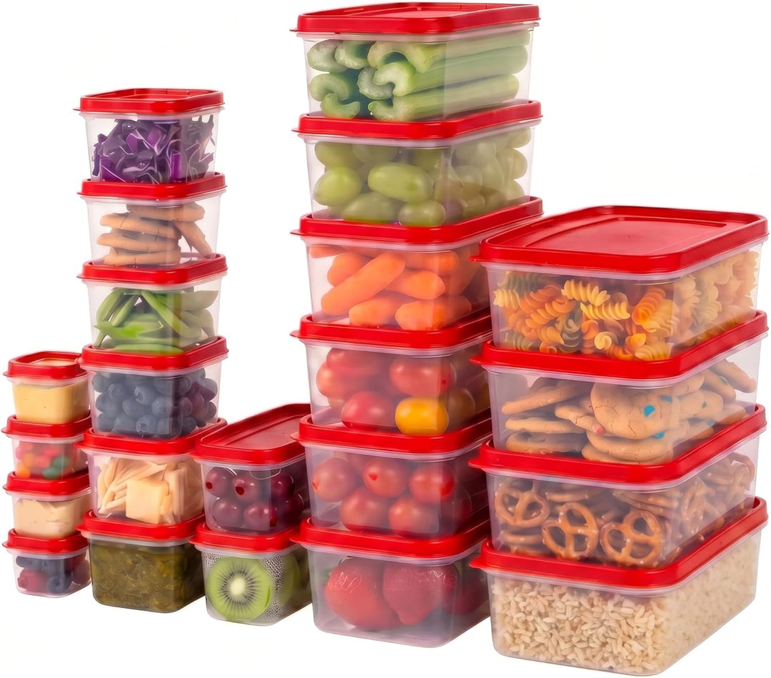 44 PC Plastic Food Storage Containers With Lids | 22 Containers & 22 Lids, 5 Different Sizes Combo Set - IRIS USA
