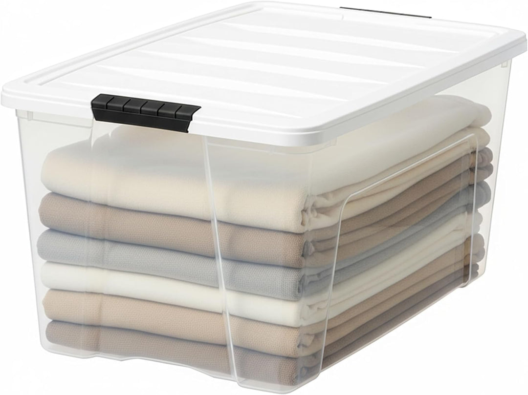 72 Qt Stackable Plastic Storage Bins with Lids, 4 Pack