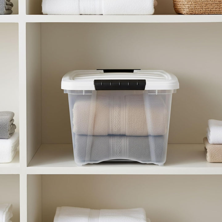 19 Qt Stackable Plastic Storage Bins with Lids, 6 Pack