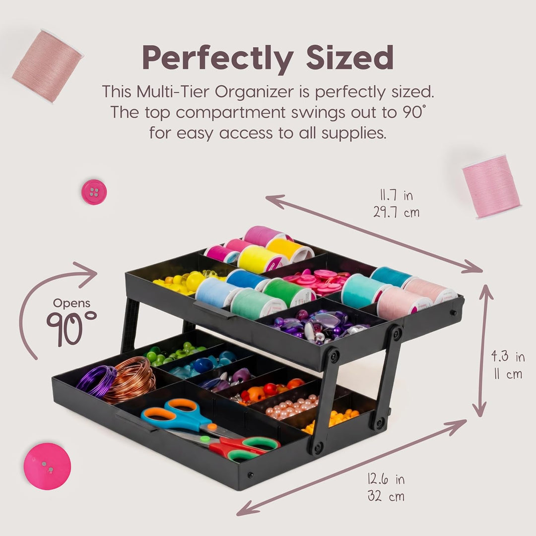 2-Tier Drawer Organizer Expandable Multi-Level Collapsible Organization- Charcoal