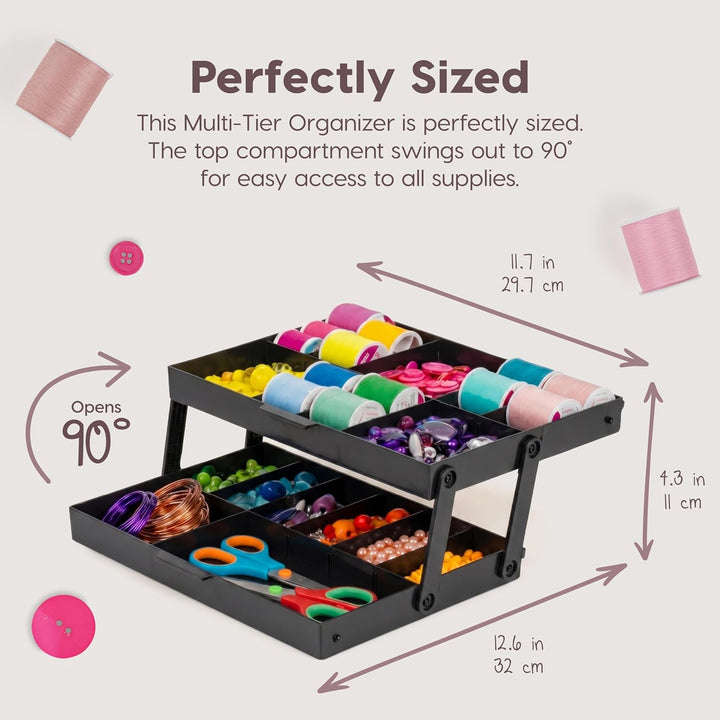 2-Tier Drawer Organizer Expandable Multi-Level Collapsible Organization- Charcoal