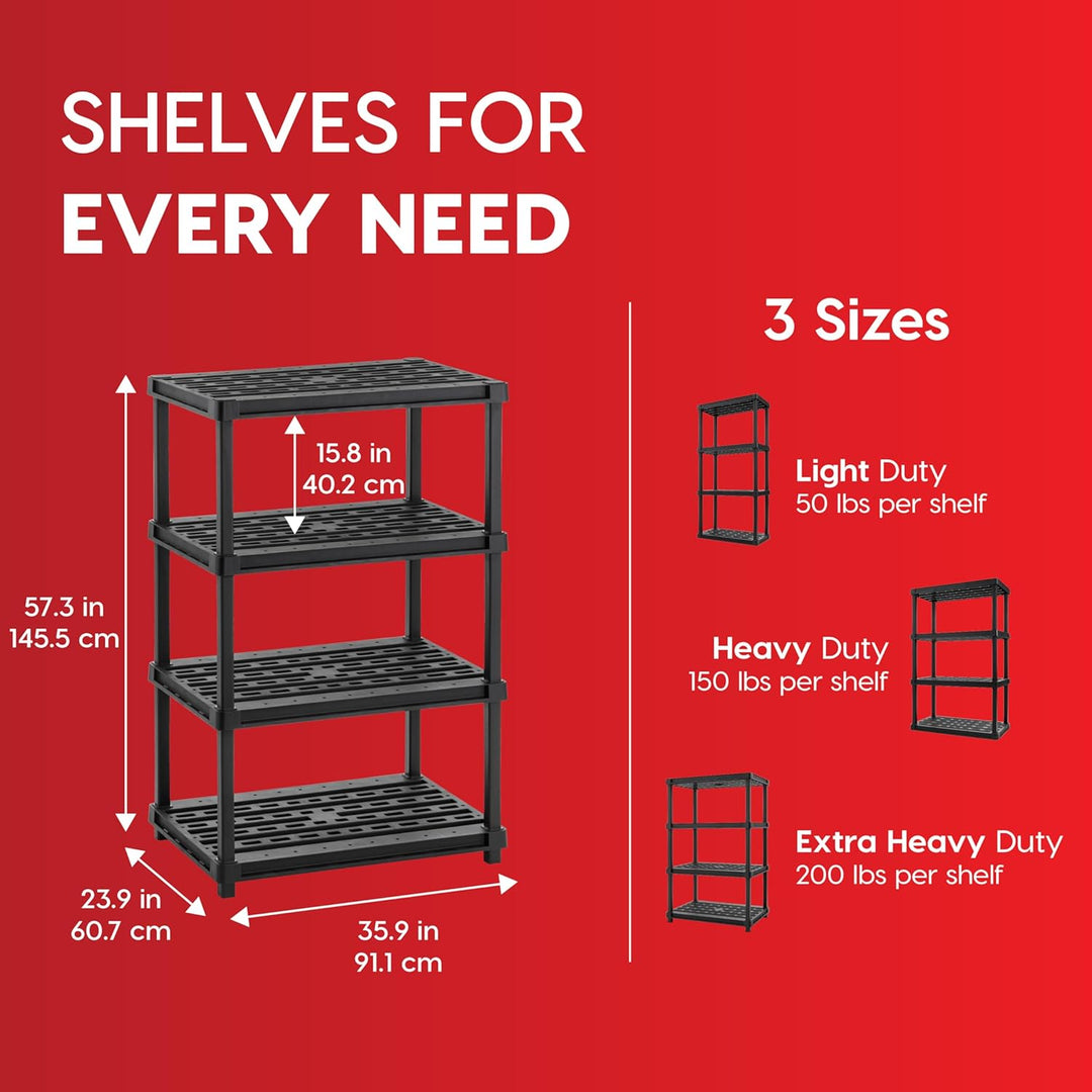 Extra Heavy Duty Deep Plastic Storage Shelves - Black - IRIS USA