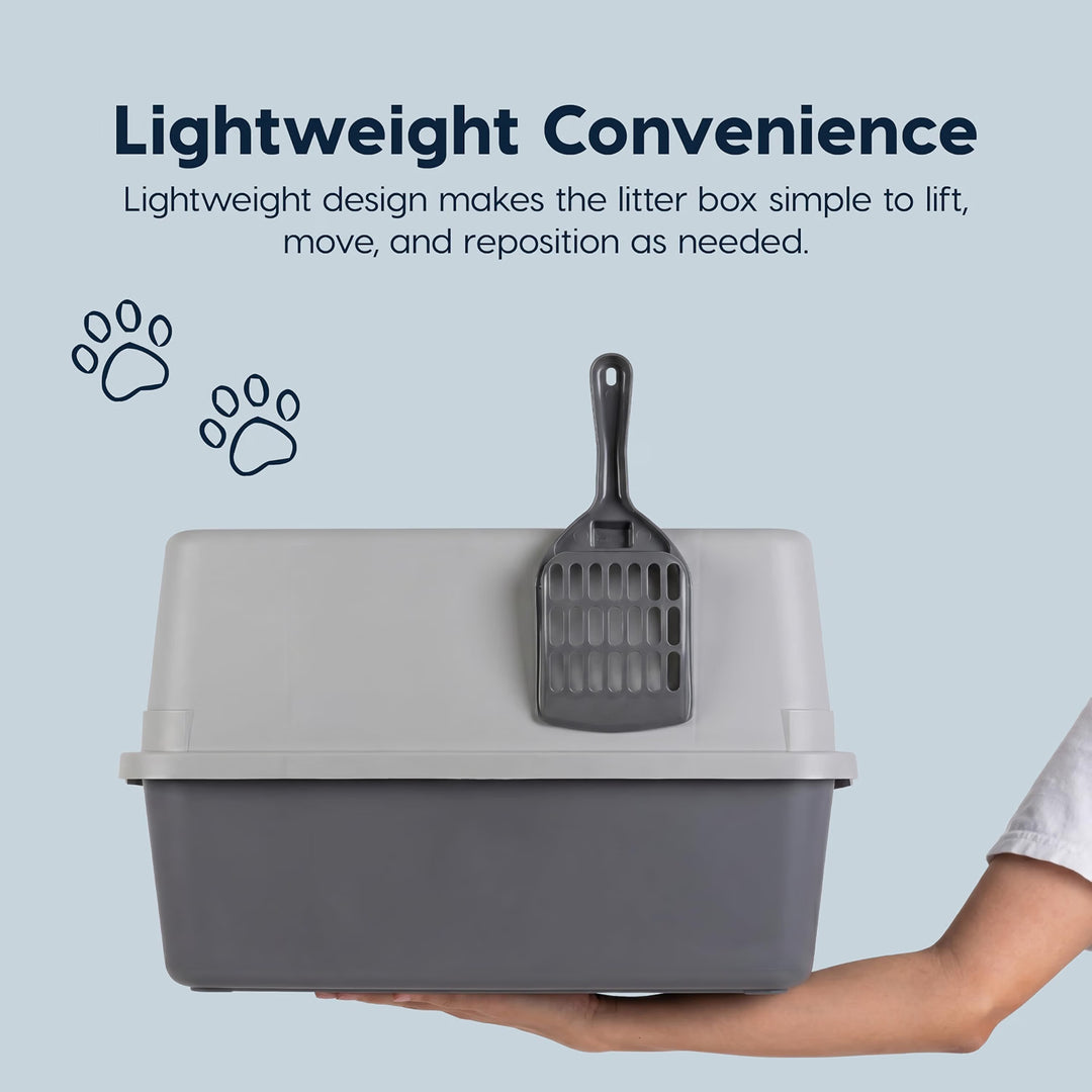 IRIS USA Cat Litter Box Small, High Sided, Scatter Shield