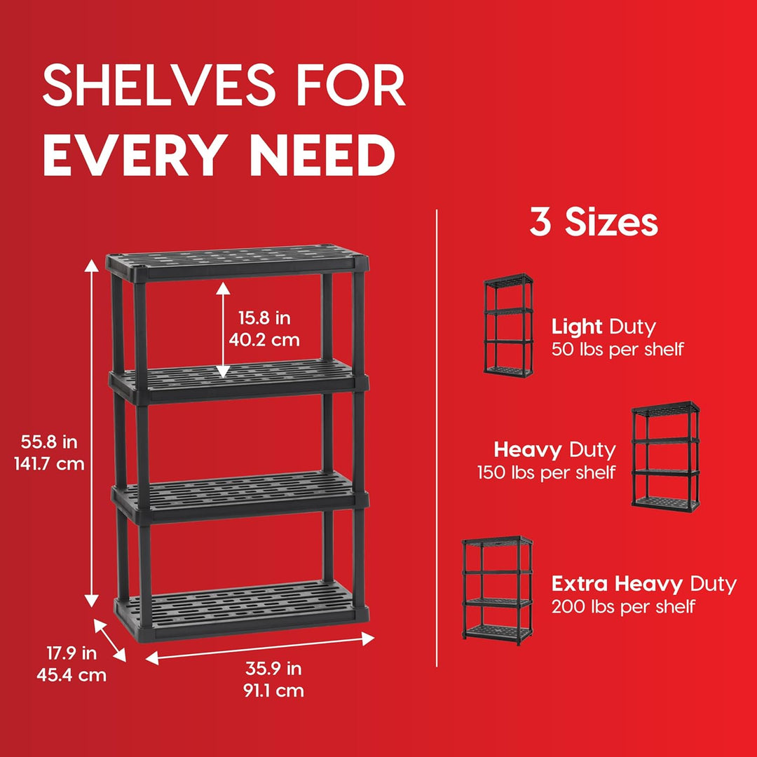 Heavy Duty Plastic Storage Shelves - Black - IRIS USA