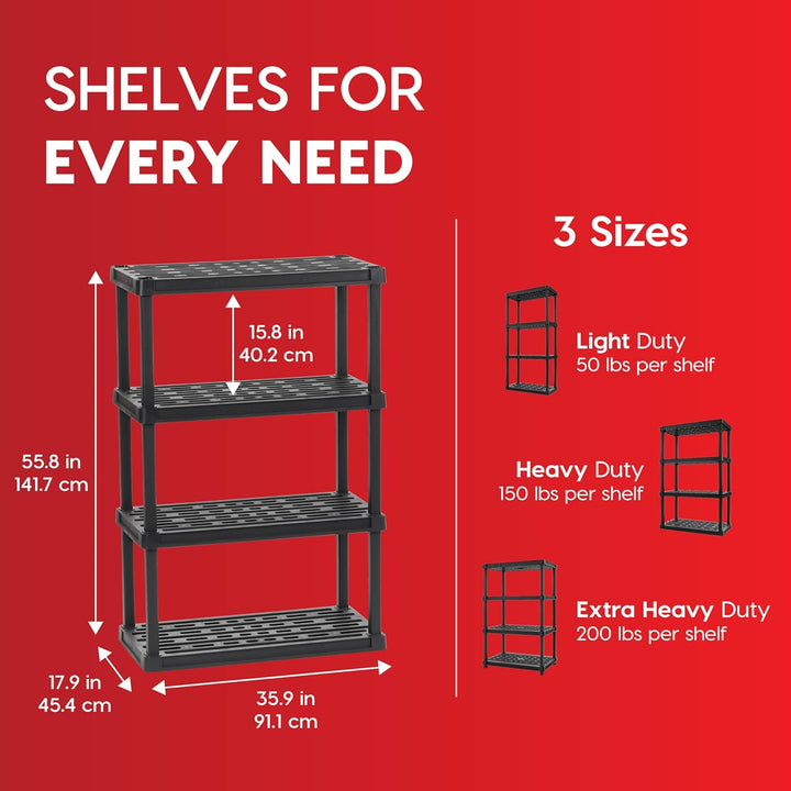Heavy Duty Plastic Storage Shelves - Black - IRIS USA