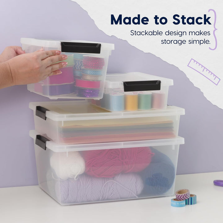 Storage Bins with Lids 2 Qt - (6-Pack) - Clear/Black