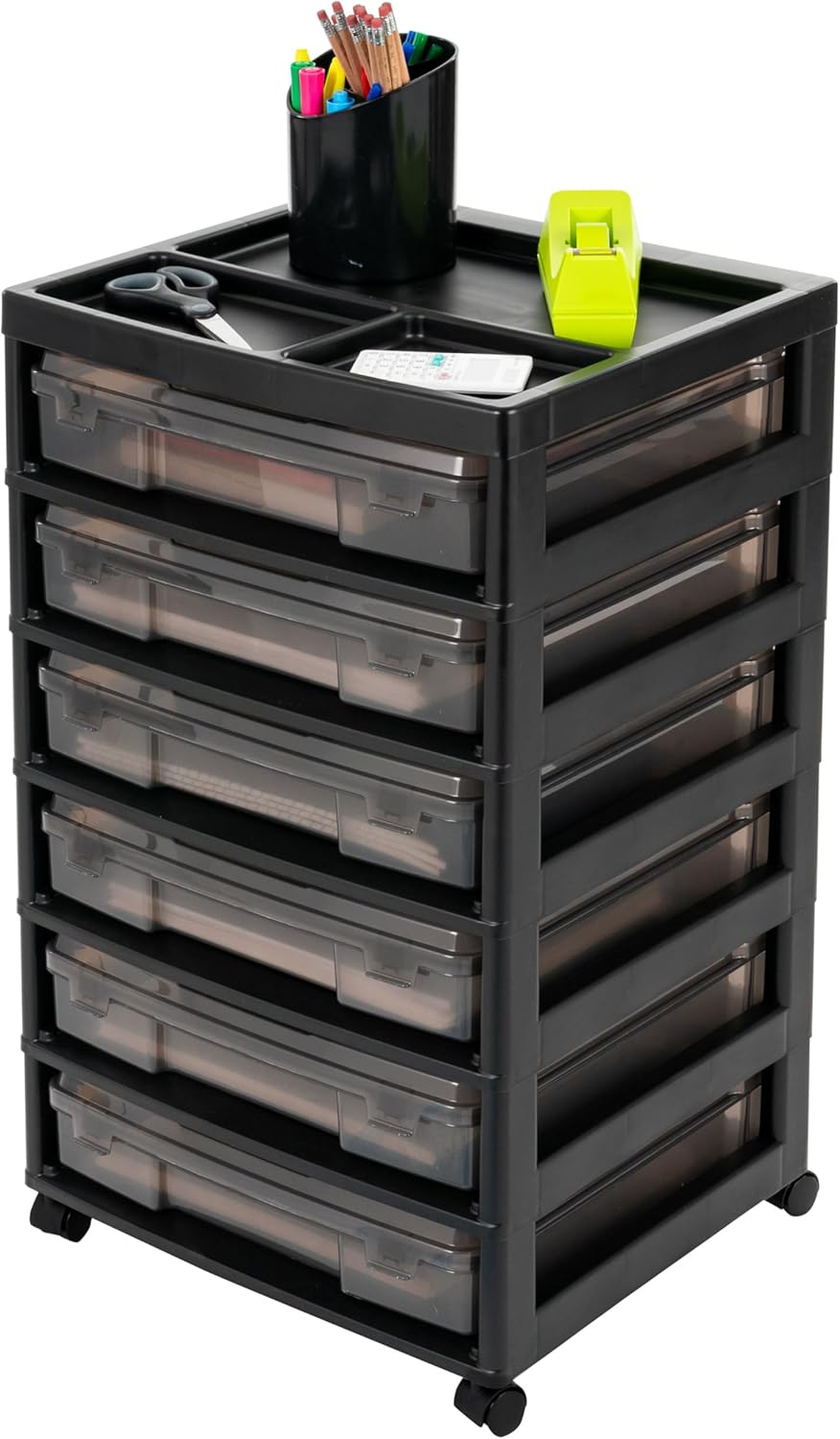6-Tier Scrapbook Rolling Storage Cart with Organizer & Built in Handle - Gray - IRIS USA