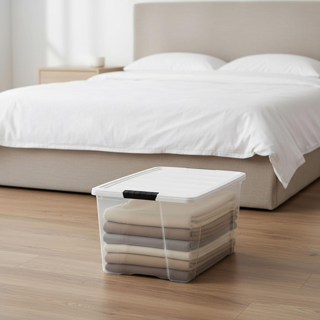 72 Qt Stackable Plastic Storage Bins with Lids, 4 Pack