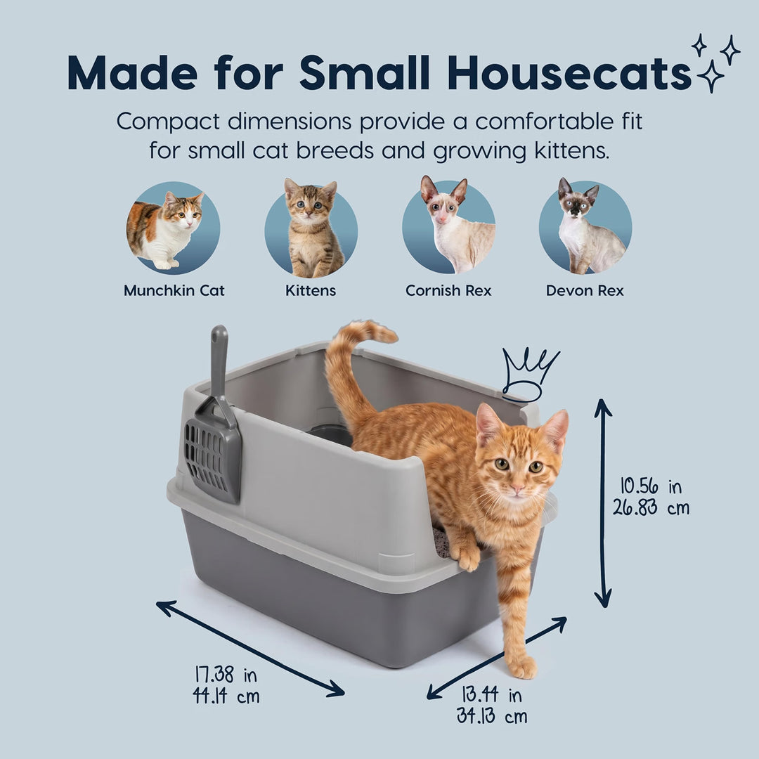IRIS USA Cat Litter Box Small, High Sided, Scatter Shield