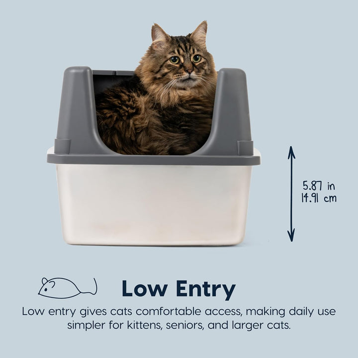Stainless Steel Litter Box Enclosed High Sided for Cats
