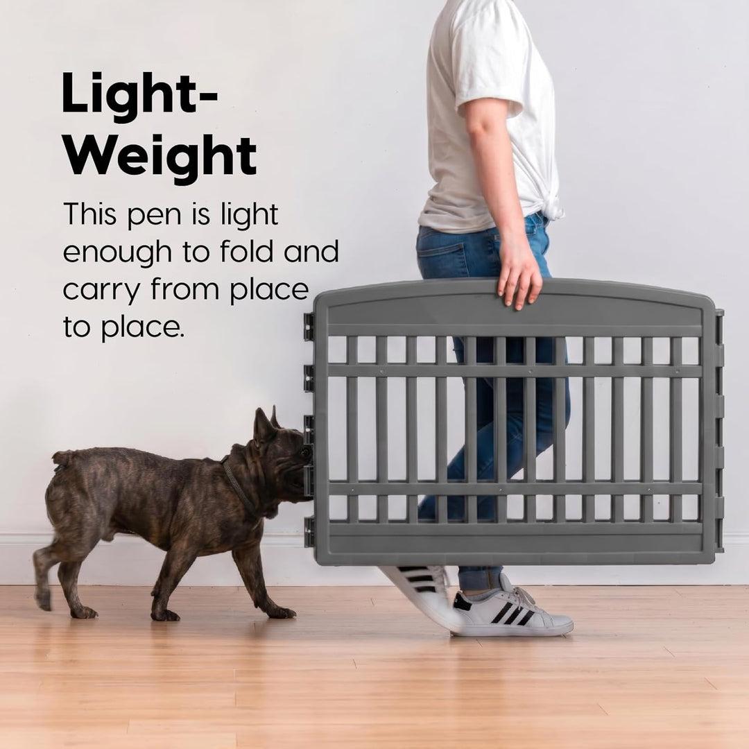 34" Dog Playpen Tall Dog Playpen Indoor – 8-Panel Puppy Playpen with Door