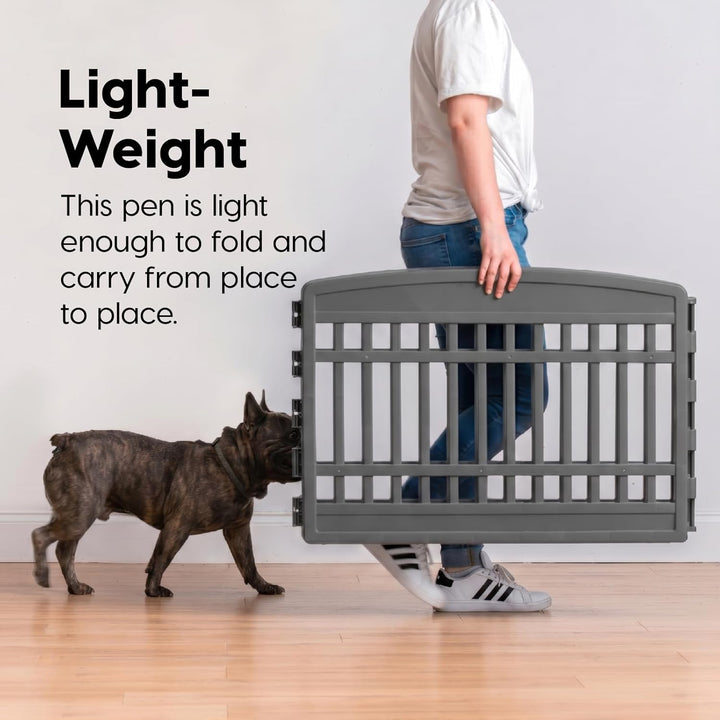 34" Dog Playpen Tall Dog Playpen Indoor – 8-Panel Puppy Playpen with Door