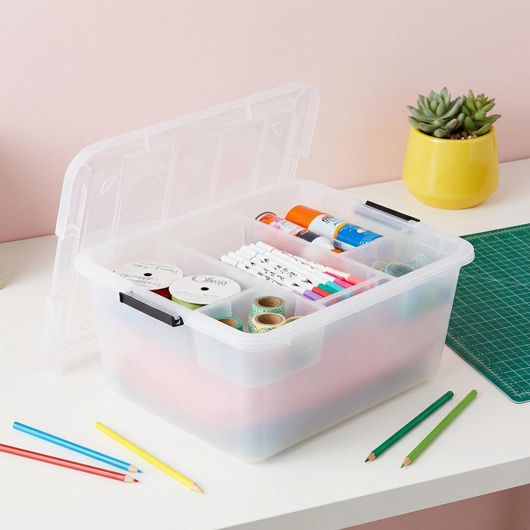 18 QT Clear Storage Organizer with Removable Dividers