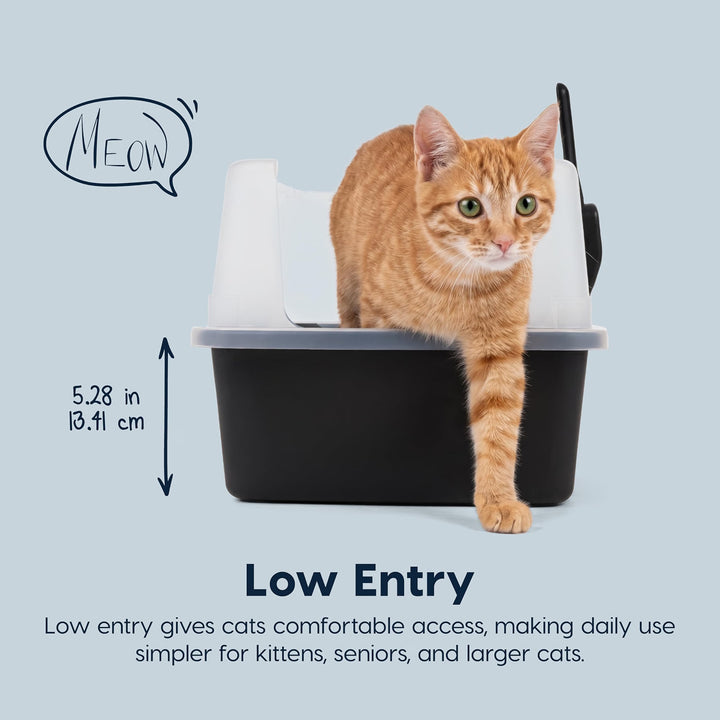 IRIS USA Cat Litter Box Small, High Sided, Scatter Shield