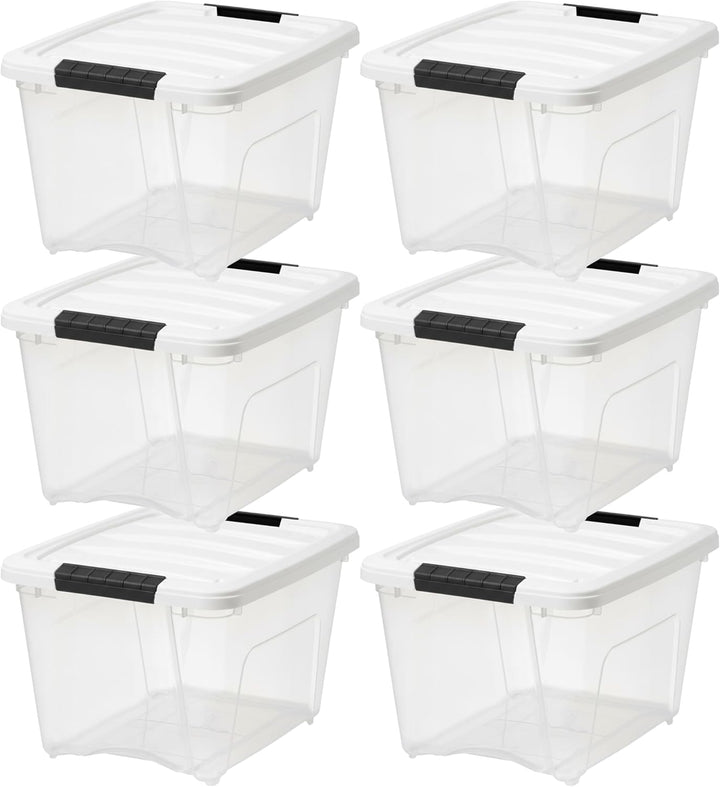 19 Qt Stackable Plastic Storage Bins with Lids, 6 Pack