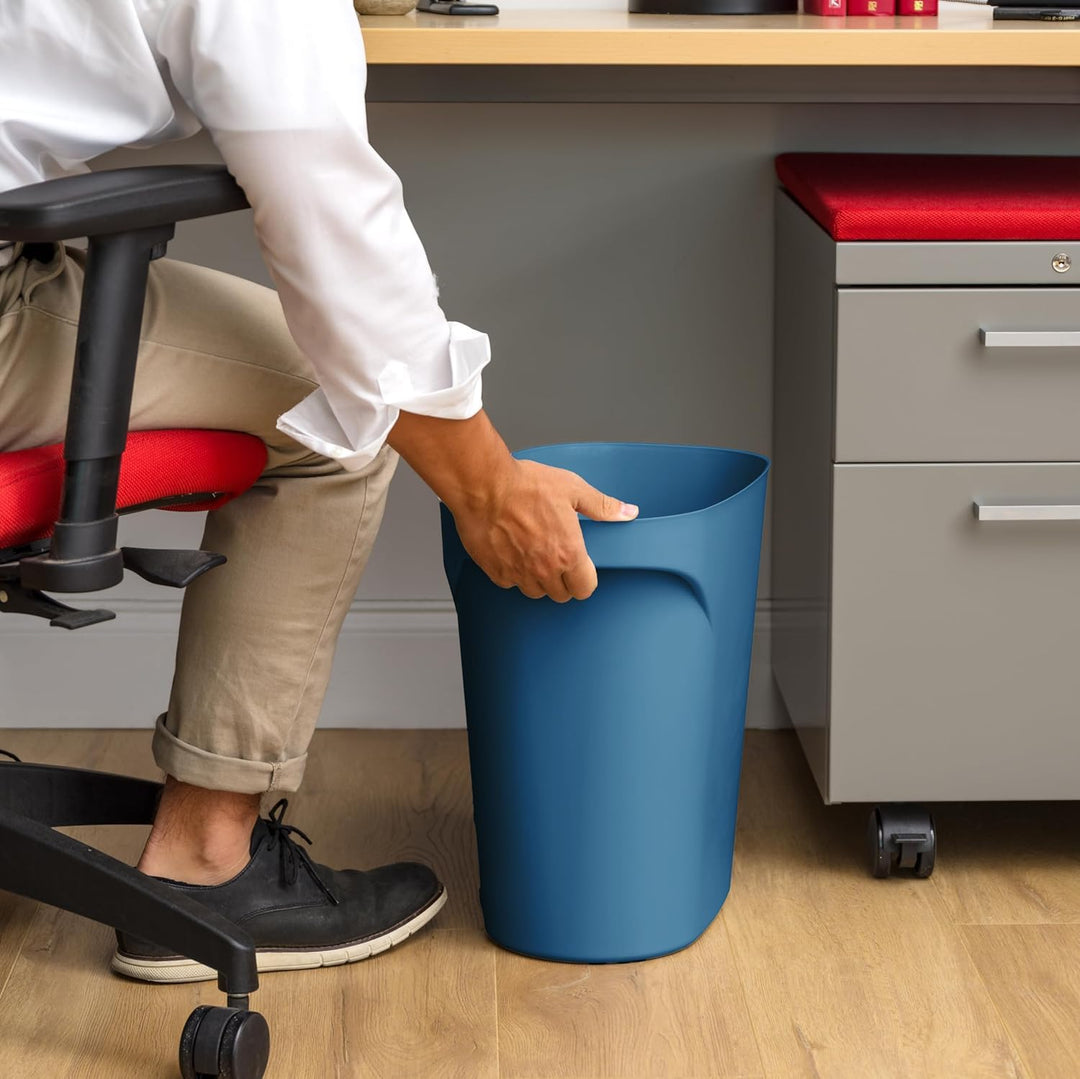 Small Trash Can Wastebasket with Handle, 6 Gallon / 24 Quart, 3-Pack - Eco Friendly