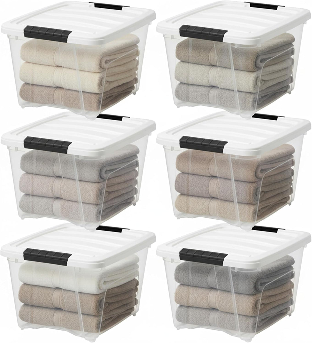 19 Qt Stackable Plastic Storage Bins with Lids, 6 Pack