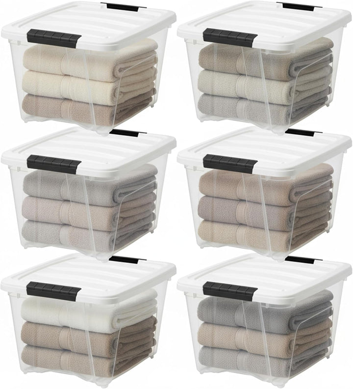 19 Qt Stackable Plastic Storage Bins with Lids, 6 Pack