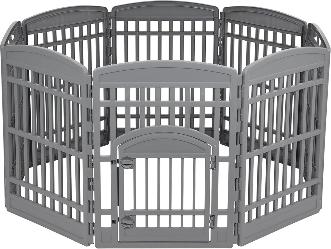 34" Dog Playpen Tall Dog Playpen Indoor – 8-Panel Puppy Playpen with Door