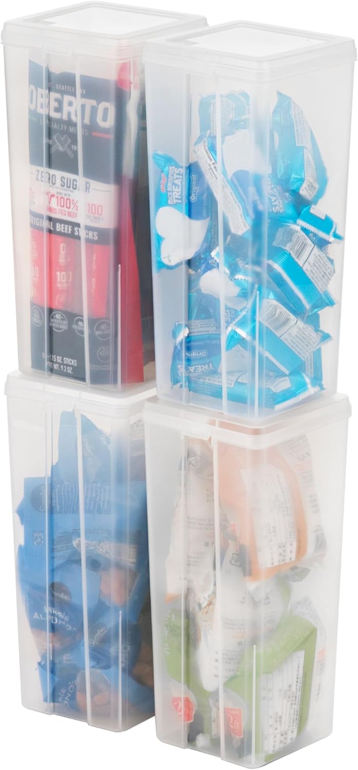 Vertical Plastic Flip Top Storage Containers Bins with Lids - 4 pack - IRIS USA