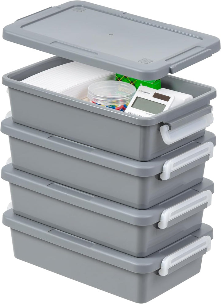 3 Qt. Plastic Craft Storage Container Bins with Lids, 4 Pack