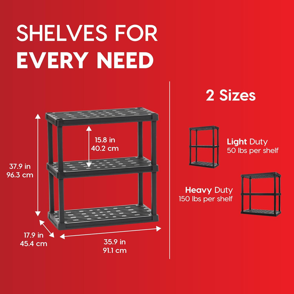 Heavy Duty Plastic Storage Shelves - Black - IRIS USA